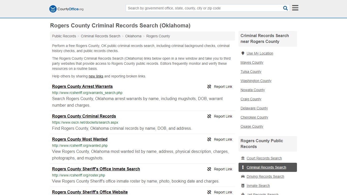 Criminal Records Search - Rogers County, OK (Arrests ...