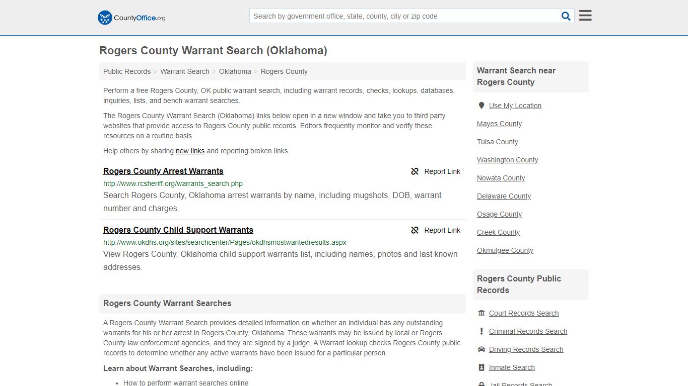 Warrant Search - Rogers County, OK (Warrant Checks & Lookups)